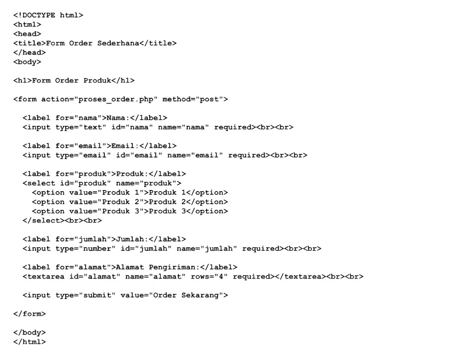 Contoh-Form-Order-Sederhana-Dreambox